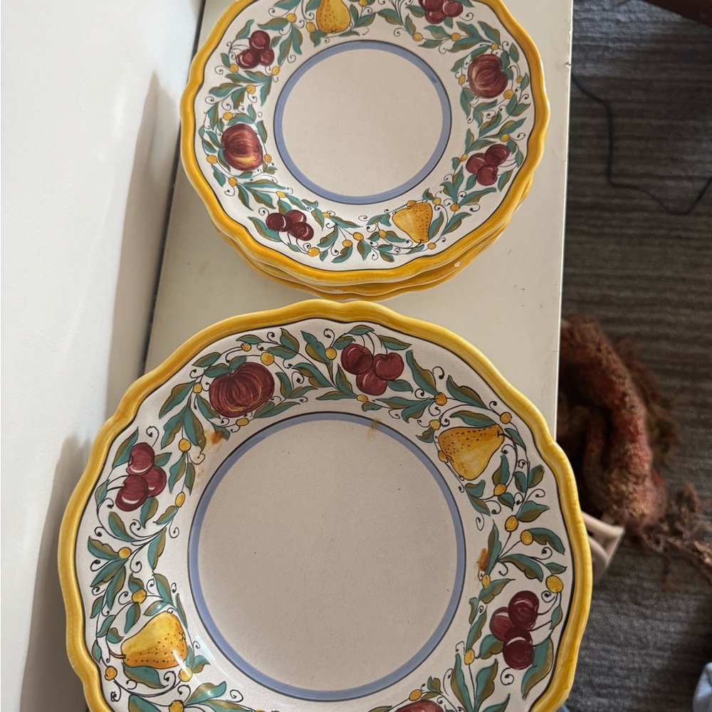 Tuscan Fruit by Sur La Table 3 bowls  and 3 desserts plates